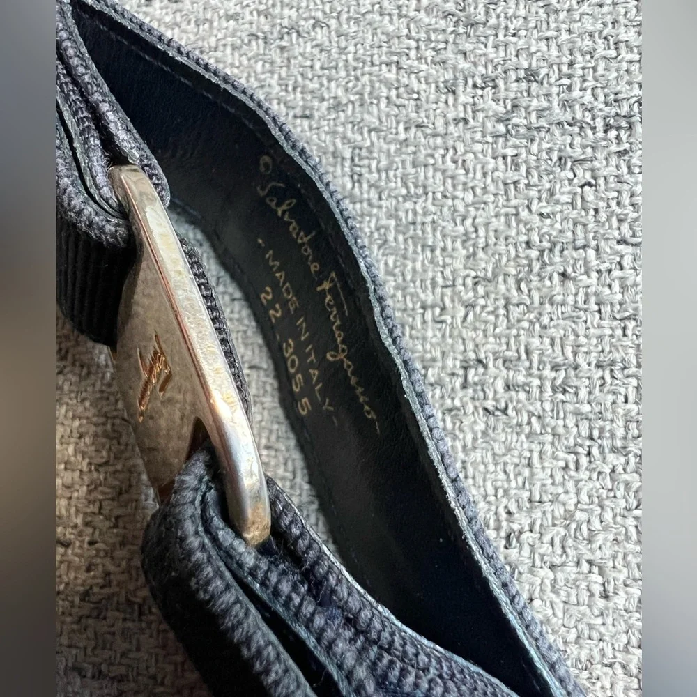 Salvatore Ferragamo Vara Bow Fabric Keychain with Silver Detail